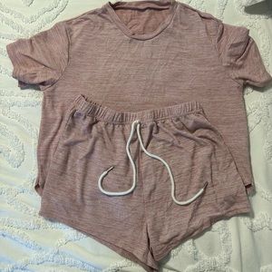 Marled Knit Drawstring Waist Lounge Set